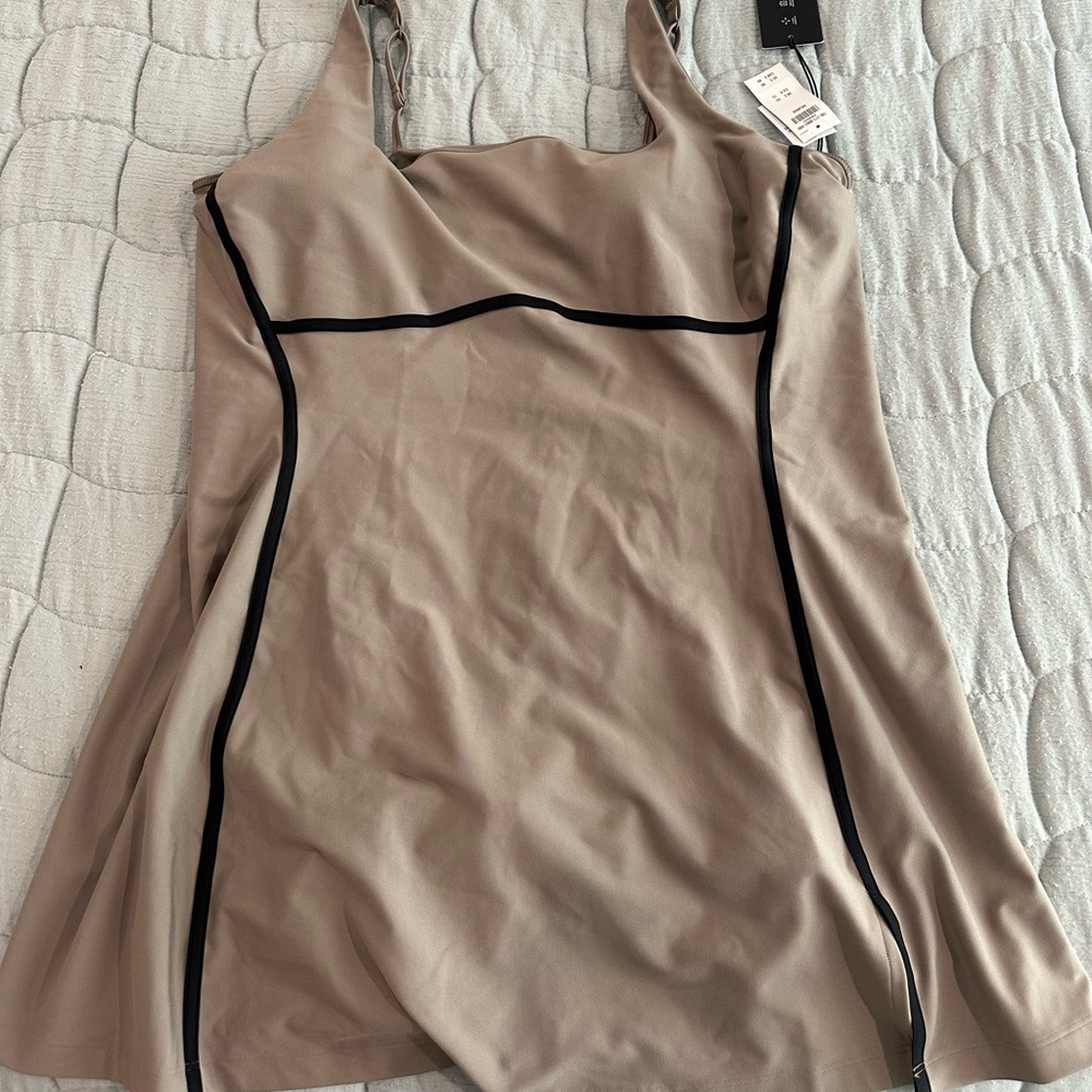 Abercrombie & Fitch Tan Mini Dress with Black Accents